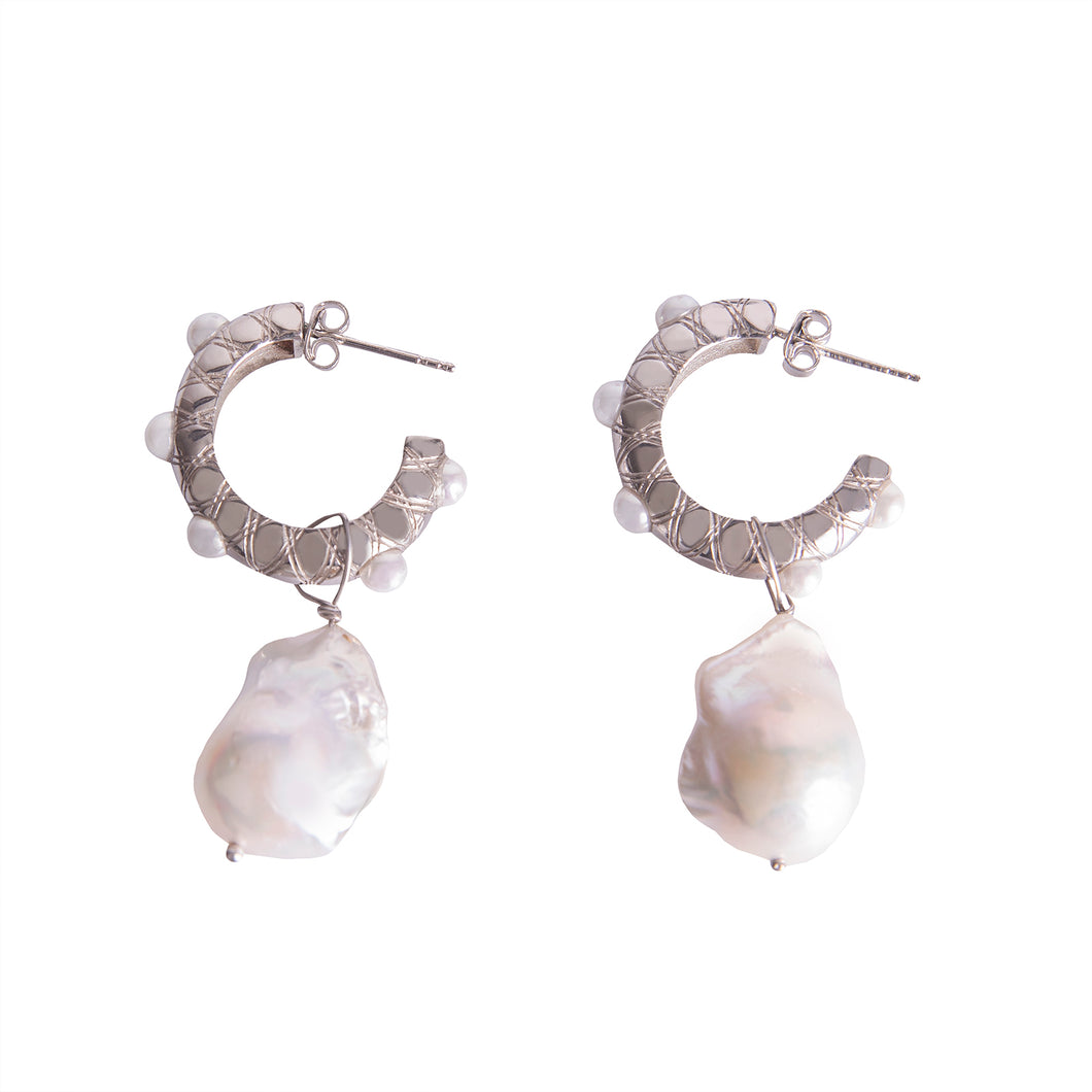 Pearl Dot Earrings with Baroque Pearls